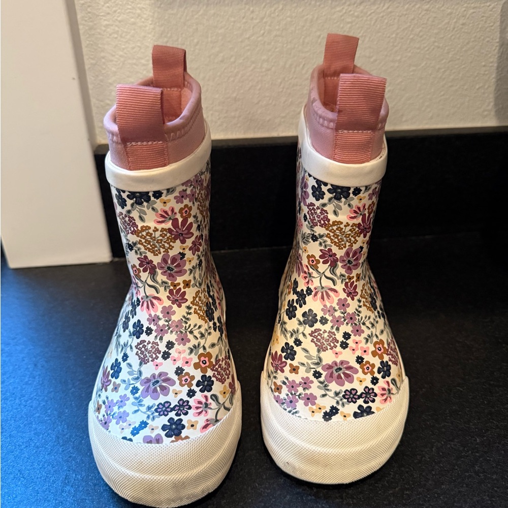 H&M Kids Floral Rain Boots - Pink and Navy